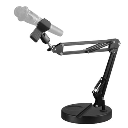 Desktop arm microphone stand, upgraded adjustable desktop microphone stand with spring microphone clip for microphones (WSMS-001)