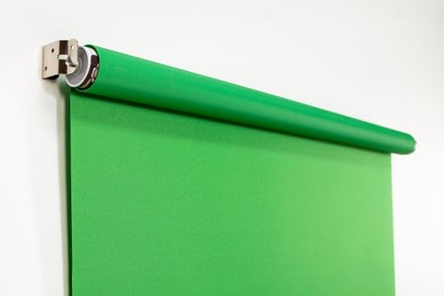 ChromaKey Green 2.5' x 5' Rollup Backdrop System – Spring-Powered Wall or Ceiling Mounted Retractable Background for Green Screen Video, Photography, Streaming & Virtual Meetings - color: Chromakey Green (Kelly)