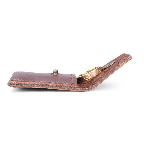 Leather Ring Pouch, Brown Leather Jewelry Holder, Wedding Case for Men and Women - Full Grain Pouch for Engagement Handcrafted Bridal Jewellery Storage, Guitar Picks Camera SD Card Holder - color: Wine
