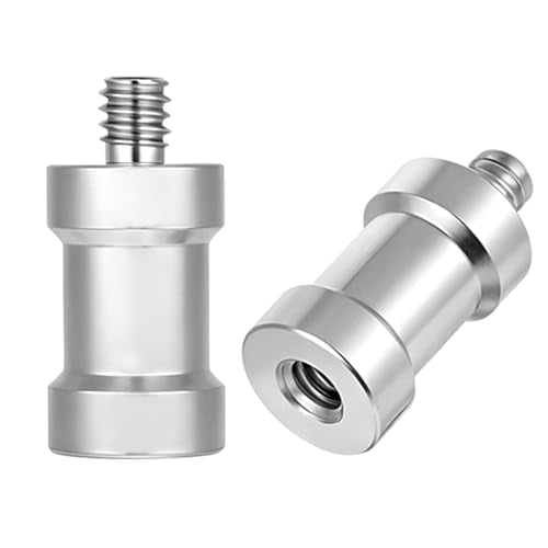 2 PCS Hotshoe/Coldshoe Adapter, 1/4" Female to 1/4" Male Convertor Threaded Screw Adapter Spigot Hotshoe/Coldshoe Adapters Ball Head Flash Trigger Receiver Light Stand adapters for Studio Light Stand