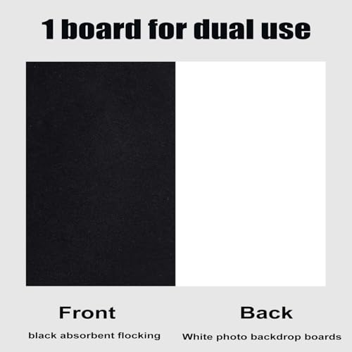 2 Pcs Photo Backdrop Boards, Double Sided Black Flocking and White PVC Background for Photography with 2 PCS Bracket for Flat Lay, 16x12 Inch Product Photography Backdrops WEFAMALEII