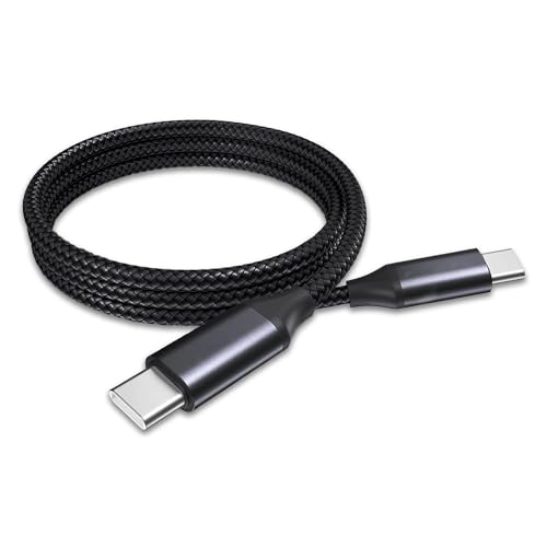 BoxWave Cable Compatible with AOCHUAN Phone Gimbal Stabilizer - DirectSync PD Cable (3ft) - USB-C to USB-C (100W), Type C Braided Charge and Fast Sync - Jet Black