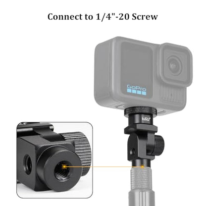 HSU Vertical Mount Adapter, Aluminum 1/4”-20 Screw Hole 180° Rotation Camera Tripod Mount for Insta360 X5/X4/X3/X2/X/RS/R/GoPro/DJI Osmo Action 5 Pro/4/3 Camera and Other Action Cameras (Black)