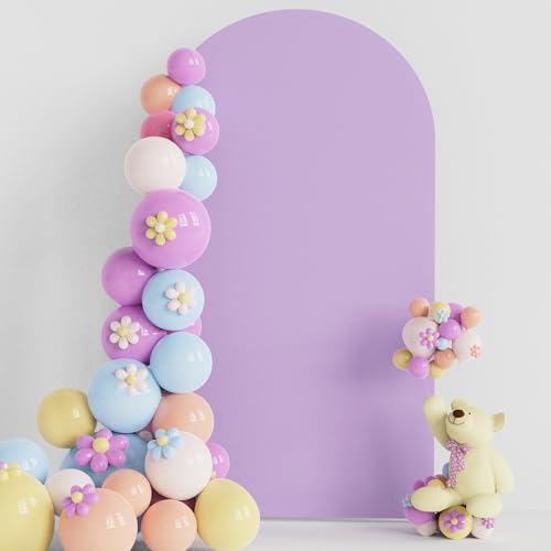 Putros Arch Backdrop Cover, 7.2ft, Arch Covers Stretchy Backdrop, Lavender, Spandex Fitted Wedding Arch Cover, Round Top Chiara Backdrop Covers for Birthday Party, Baby Shower Decoration - color: Lavender, size: 7.2FT