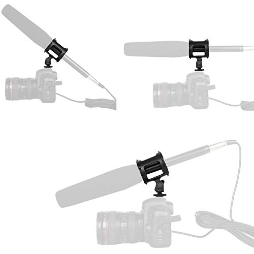 Easy Hood Microphone Shock Mount Holder with Cold Shoe,Camera Mic Mount | For Camera Shoes and Boompoles, Fits 19-25mm Diameter Shotgun Mics, Plastic Microphone Stand,Mic Arm Stands
