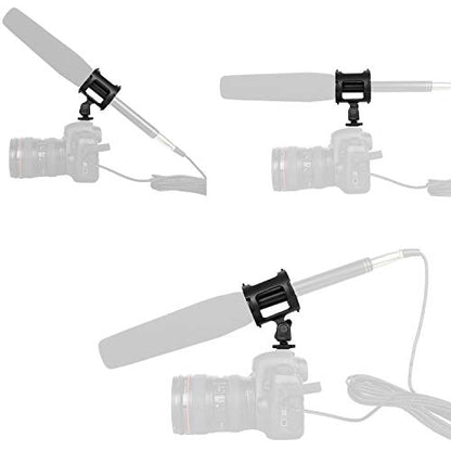 Easy Hood Microphone Shock Mount Holder with Cold Shoe,Camera Mic Mount | For Camera Shoes and Boompoles, Fits 19-25mm Diameter Shotgun Mics, Plastic Microphone Stand,Mic Arm Stands