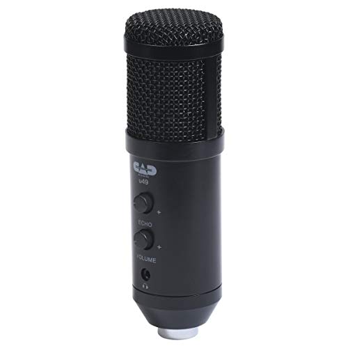 CAD Audio U49 USB Large Format Side Address Studio Microphone with Headphone Monitor and Echo,Black - style: U49