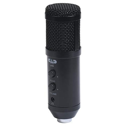 CAD Audio U49 USB Large Format Side Address Studio Microphone with Headphone Monitor and Echo,Black - style: U49