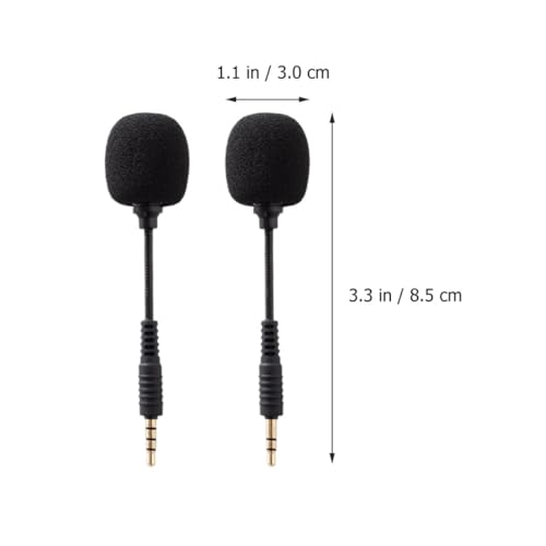 OSALADI 2pcs Mini Denoise Condenser Microphone for Phone, Tablet, Laptop – Flexible Gooseneck with 3-Pole 4-Pole Plugs, Black – Compact Live Streaming and Vlogging Mic for Video Recording