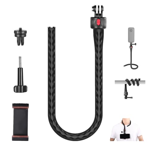 NEEWER Flexible Phone Holder with Magnetic Quick Release Camera Mount Compatible with Insta360 DJI Action 4 iPhone, Bendable Selfie Stick for Shopping Cart/Stroller/Treadmill/Gym, GP-17 - style: GP-17