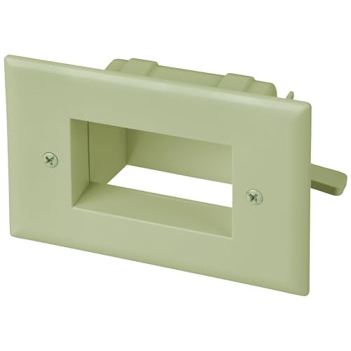 DATACOMM Electronics 45-0008-IV Easy Mount Recessed Low Voltage Cable Plate - Ivory - style: Ivory - Bullnose Plate / 1-Pack