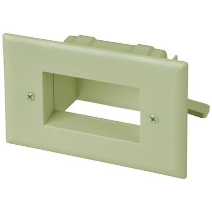 DATACOMM Electronics 45-0008-IV Easy Mount Recessed Low Voltage Cable Plate - Ivory - style: Ivory - Bullnose Plate / 1-Pack