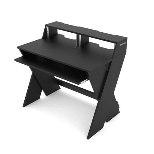 Glorious Sound Desk Compact Professional Studio Workstation with Pull-out Keyboard Compartment (Black) - color: Black