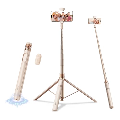 66" Automatic Phone Tripod Stand with Remote, Cell Phone Tripod for iPhone Video Recording & Live Streaming, Adjustable Selfie Stick Tripod for Content Creators, Vloggers - color: Gold