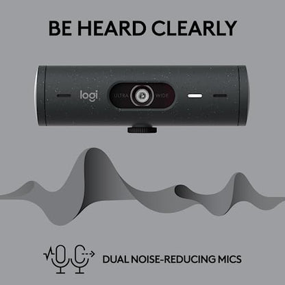 Logitech Brio 505 Full HD 1080p Webcam with auto Light Correction, framing, Dual Noise Reduction mics, Privacy Shutter - Works with Teams, Meet, Zoom, TAA Compliant.