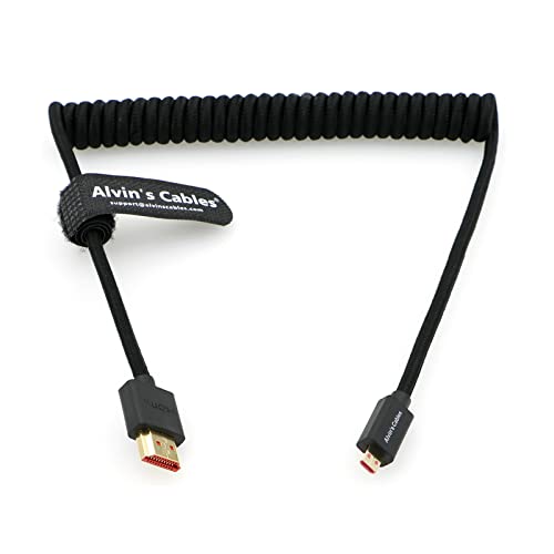 Alvin's Cables 8K 2.1 Micro-HDMI to Full HDMI Braided Cable, D to A Coiled HDMI for Atomos-Ninja-V for Canon-R5C R5 R6, for Sony A7RIII A7II A7M3 A7R IV A6500, for FUJIFILM X-T4 X-T3(18 to 28 Inch) - color: Black, style: Straight micro HDMI