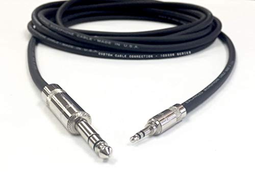 Custom Cable Connection 25 Foot Pro Audio 1/4 inch (6.35mm) TRS to 1/8 inch (3.5mm) TRS Balanced Cable - size: 25 Foot