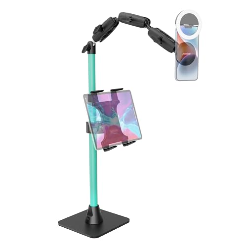 ARKON Mounts Remarkable Creator Pro+Plus Overhead Content Creation Mount with Magnetic Phone Holder, Tablet Mount, LED Ring Light, and Adjustable Filming Arm (Teal) - color: Teal