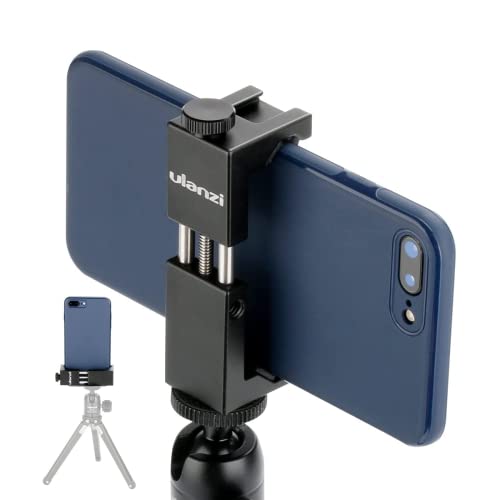 ULANZI ST-02S Aluminum Phone Tripod Mount w Cold Shoe Mount, Support Vertical and Horizontal, Universal Metal Adjustable Clamp for iPhone 12 11 Pro Xs X Max 8 7 Plus Samsung Android Smartphones - color: Black