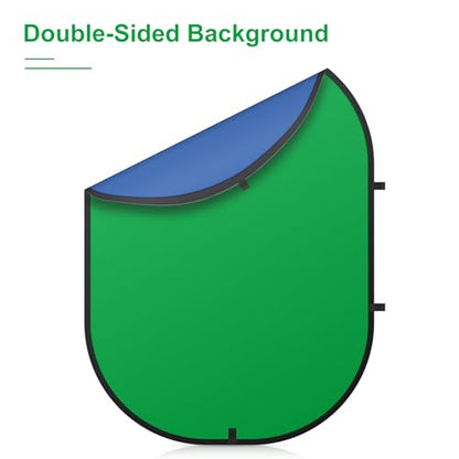 3x5ft/1x1.5M Blue Green Screen Backdrop, Double-Sided Pop Up Photo Backdrop Collapsible Greenscreen Background Muslin Chromakey Screen with Carry Bag for Photo Studio, Streaming, Gaming - color: Green/Blue, size: 3 x 5 ft