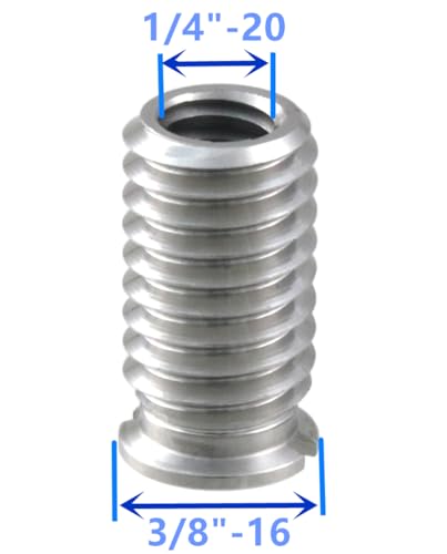Stainless Steel 1/4"-20 Female to 3/8"-16 Male Convert Screw Adapter (2pcs, 18.5mm) - color: 2pcs, size: 18.5mm
