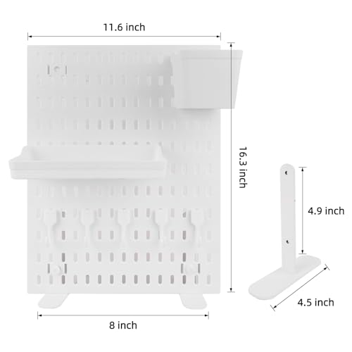 Desk Pegboard Combination Kit,Desk Organizer for Home Office,Plastic Peg Board with 7 Accessories Hooks Shelf Baskets, 16.5" x 11.8"