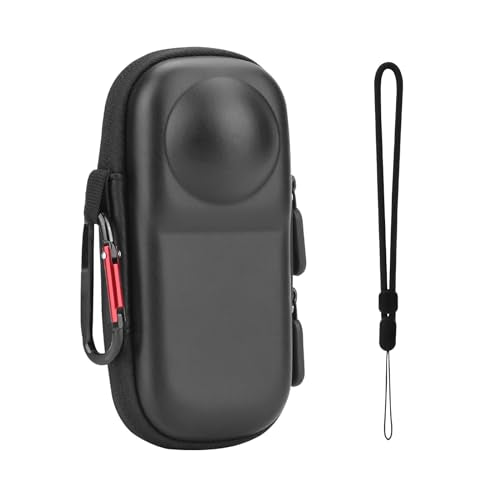 BRDRC Carrying Case for Insta 360 X4 X5 (for Original Lens Cap), Portable Small Storage Bag Protective Cover Hard Shell Travel Protector with Wrist Strap Carabiner for Insta360 X4 X5 Accessories - color: PU