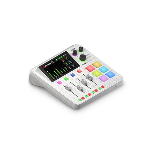 RØDE RØDECaster Duo Compact All-in-One Audio Production Solution for Podcasting, Streaming, Music Production and Content Creation (White) | Compact 2-Input Studio with Revolution Preamps, Built-in Series Iv Wireless Receiver, 5.5 Touchscreen, USB-C - colo