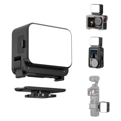Mini Light for DJI Action Camera, Pocket 3 4 Fill Lighting Cold Hot Shoe LED Vlogging Light Attachment for DJI OSMO Pocket 3 4 Action 5 Pro 4 3, for GoPro Accessories