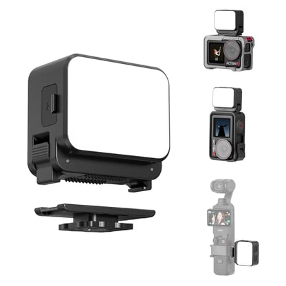 Mini Light for DJI Action Camera, Pocket 3 4 Fill Lighting Cold Hot Shoe LED Vlogging Light Attachment for DJI OSMO Pocket 3 4 Action 5 Pro 4 3, for GoPro Accessories