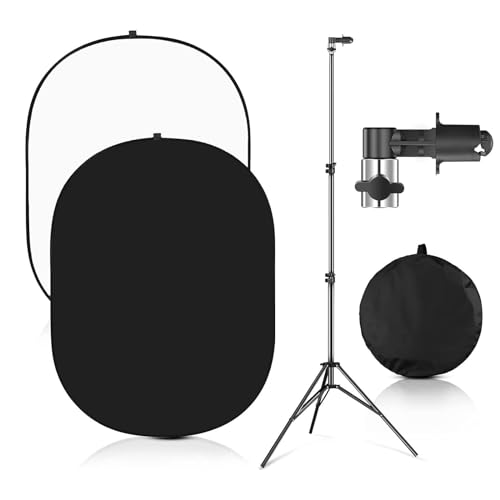 Portable Chromakey Black/White Backdrop with Stand,59 * 39 inch Pop Up Collapsible Backdrop,Foldable Black&White Screen 2 in 1 Backscreen for Photo and Video Shooting,Gaming (Black & White) - color: Black&White