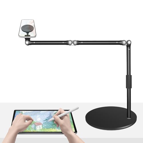 Magnetic Overhead Phone Mount for Desk, MagSafe-Compatible 17 in Long Arm iPhone Holder, 360° Swivel Stand for Video Recording, Filming, Live Streaming, Cooking, and DIY Crafts - color: Magnetic