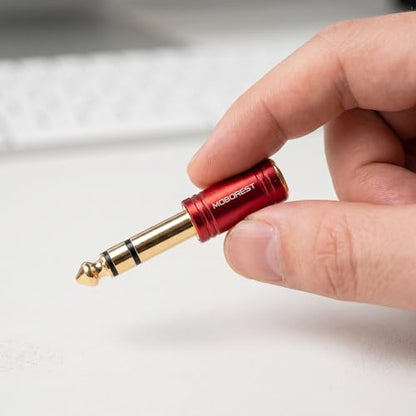 MOBOREST 1/4 to 1/8 Headphone Adapter 2-Pack – 6.35mm Male to 3.5mm Female Stereo Audio Jack Converter, Pure Copper Gold Plated for Guitar Amp, Mixer, Speaker, Piano, Headphones -2RED - color: 2RED