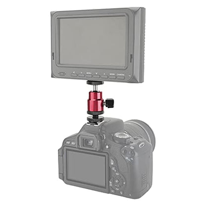 CAMVATE Ball Head Support (Red) with Double End 1/4"-20 Threads + Shoe Mount Adapter with 1/4" Lock Nuts - 2881