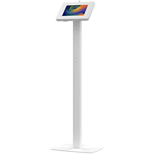 Thin Floor Stand - CTA Tall Standing 360 Degree Kiosk Display Tablet Holder - Charger Access & Lock for iPad mini A17 Pro & 1/2/3/4/5/6 - Samsung Tab A 8″ - color: White, size: Small Size Tablets, style: Key Lock