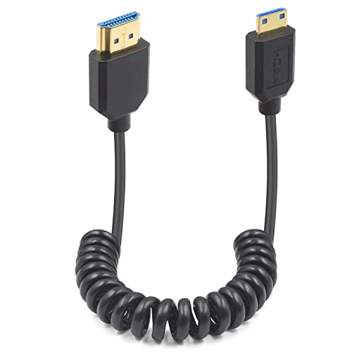 Duttek 48Gbps 8K Colied Mini HDMI to HDMI Cable 1FT- 4FT, Ultra Slim & Flexible Soft [8K@60Hz, 4K@240Hz 144Hz@120Hz] High Speed for Camera, Camcorder, Laptop, Tablet, Monitor, Raspberry Pi Zero - style: Mini hdmi to HDMI Male to Male
