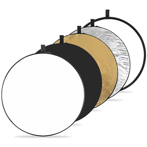 K&F CONCEPT 5-in-1 Light Reflector 32"(80cm) Photography Diffuser Collapsible Portable for Studio and Outdoor Lighting Gold Silver White Black Translucent - size: 32'' (80cm)