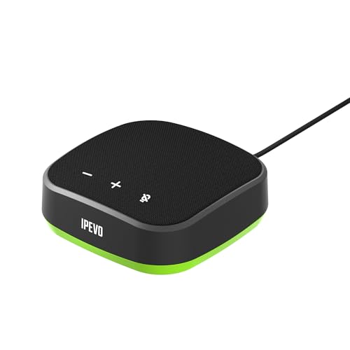 IPEVO VC-A10 USB Portable Speakerphone, Conferencing, Video Calls, Online Meetings, Hybrid Work, Meeting Rooms, Noise Reduction Microphone, 360° Voice Coverage, Easy Setup, Compatible with Teams, Zoom