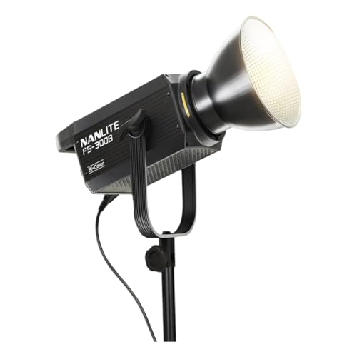 Nanlite FS-300B 350W Bi-Color LED Video Light, 2700K-6500K LED Spotlight, CRI 96+, Bowens Mount, App Control, Professional Lighting for Photography, Video, YouTube & Live Streaming