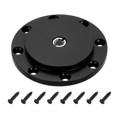 PATIKIL 3/8" Thread Tripod Adapter Holder 50mm Dia, Aluminum Alloy Flange Wall Mount Tripod Mount Plate with 1/4" Adapter Screws for Magic Arm Light Flash DSLR Camera - size: 3/8" x 70mm