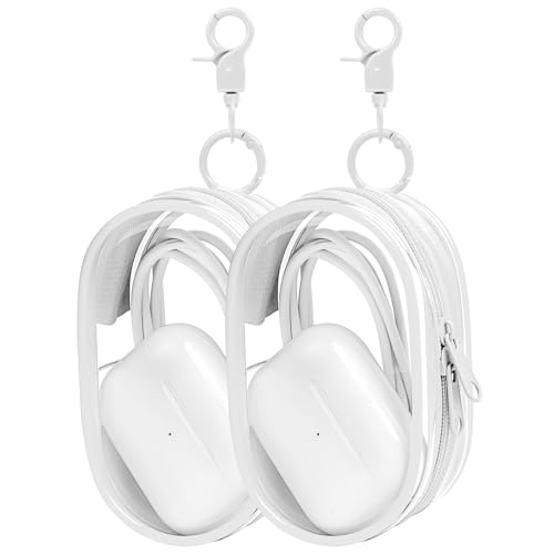 Linsaner 2 Pack Storage Bag for Organizing Data Cables, Earphone, Chargers, Keys, Change, Blind Box Doll Transparent Display Bag, Portable Multi-Function Storage (White + White) - color: A4-White + White