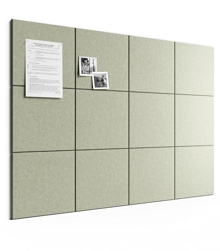 Bumusty Large Cork Board 48" x 36" Alternative - 12 Pack Felt Wall Tiles with 70 Safe Removable Adhesive Tabs, 30 Pushpins, Cork Boards for Walls Pin Board Bulletin Board Office Decor (Sage) - color: Sage, size: Solid Tile 12-Pack