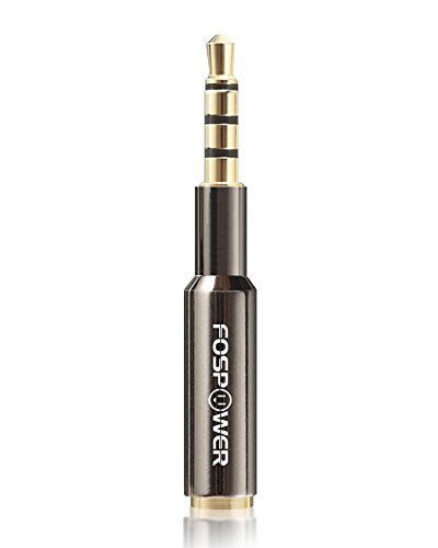 FosPower 3.5mm Male to Female Auxiliary Stereo Audio Headphone Jack AUX Adapter, 4-Conductor TRRS for iPhone, Smartphones, Tablets, Speakers, Microphone & Card Readers (1 Pack) - size: 1 Pack