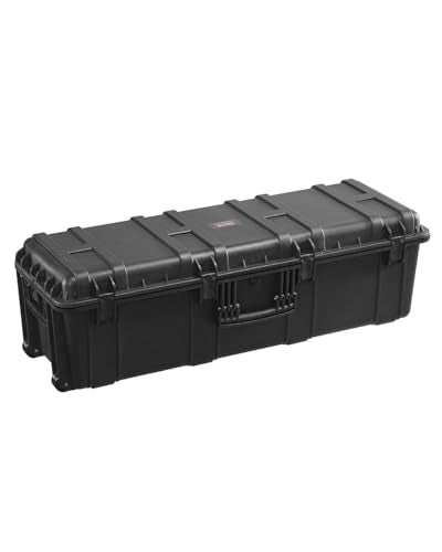 VEVOR Weatherproof Hard Case, Heavy Duty Protective Dry Box Case with Pre-Cut Foam Retractable Pull Handles for Travel, Hunt, Military, Tactical, IP67 Waterproof, for Cameras(44.09 * 15.94 * 13.46) - size: 112x41x34 cm
