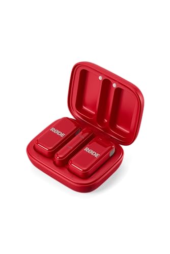 RØDE Wireless Micro - Compact Wireless Microphone, Two Mics with Charge Case for Smartphone Content Creation - USB-C, Red | Includes 2 Clip-on Transmitters Plus USB-C Receiver, Charging Case for Up to 21 Hrs Total, Omnidirectional Mics, 100m Range - color