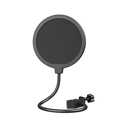 Dual Layer Microphone Pop Filter Windscreen with Adjustable 360° Gooseneck Professional Pop Shield for Vocal Recording Compatible with Blue Yeti & Most Studio Microphones - size: small Pop Filter