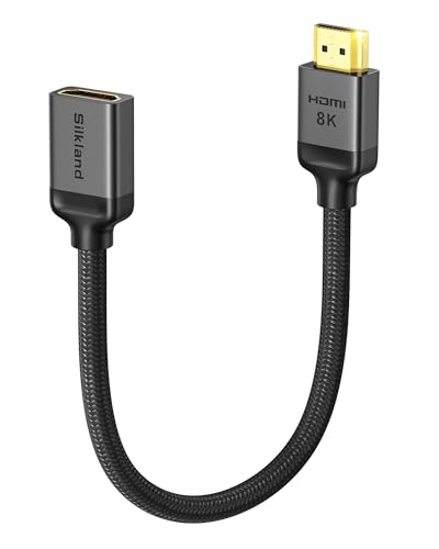 Silkland 8K HDMI Extension Cable Short 1.6FT/0.5M HDMI Extender 2.1, 8K@60hz 4K@120hz Hdmi Male to Female Adapter, Ultra High Speed 48Gbps Extensor Cord Compatible with Fire Stick Roku TV Blu-Ray PS5 - size: 1.6FT