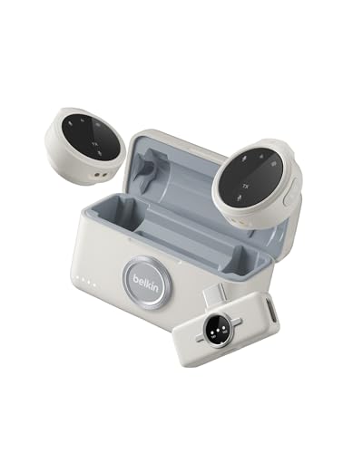 Belkin Stage Wireless Mini Microphone, Wearable Clip On Magnetic Mics for iPhone 17/16/15, Android, 24-bit/48 kHz, Noise Reduction, Dual Lavalier Microphone for YouTube, Vlogging, 36H Battery - style: Microphone