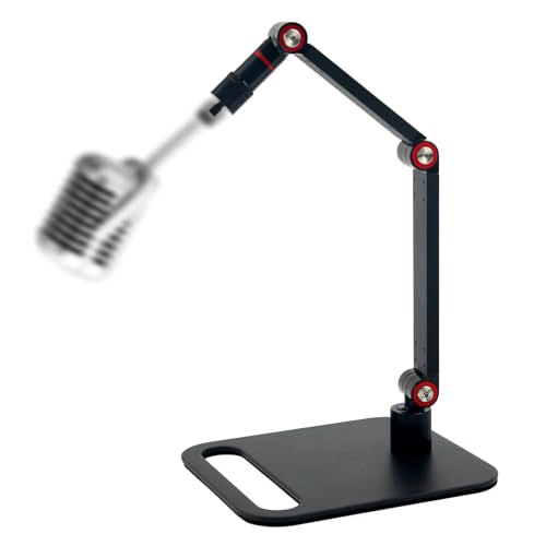 Microphone Stand Desk, Max Load 3.3lb Adjustable Desktop Mic Arm Stand with Thread Adapters for Podcast Streaming Gaming Studio Table Mount Accessories