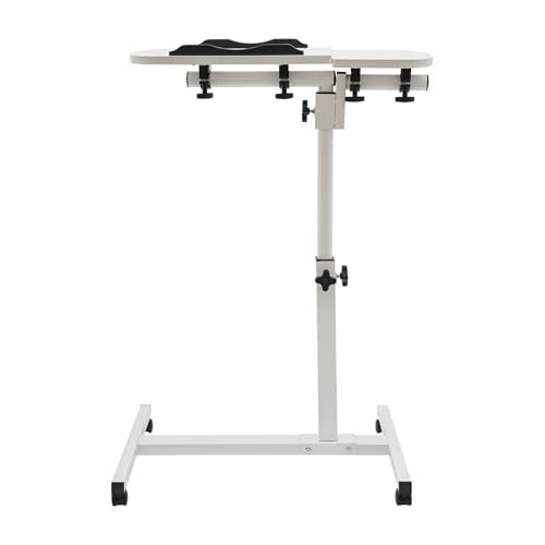Adjustable Rolling Laptop Desk Stand,Laptop Mobile Stand with Wheels,Portable Computer Workstation with Tiltable Desktop for Teacher Classroom Home Office